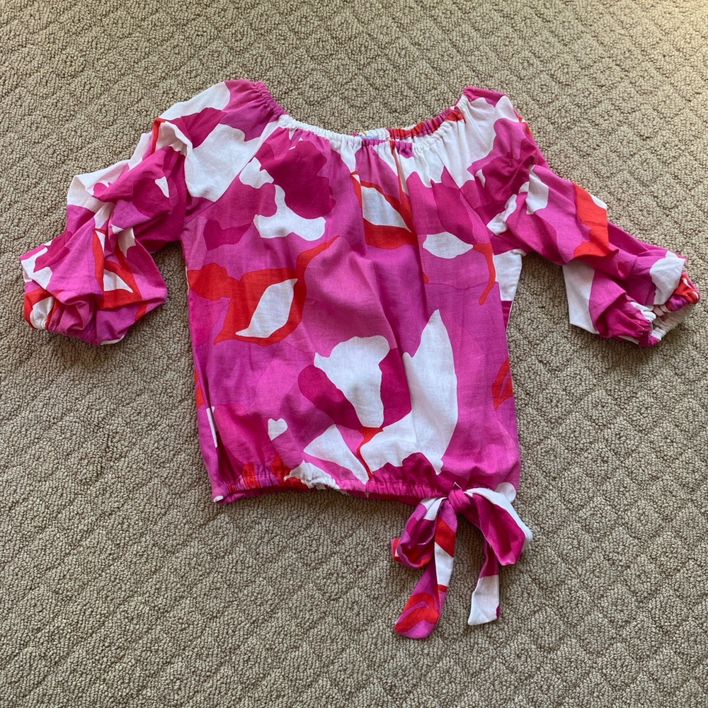 Bold Pink, Red, and White Blouse
